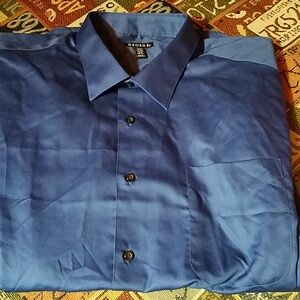 George Collared Long Sleeve Dress Shirt Blue